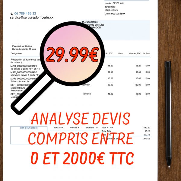 Analyse de Devis compris entre 0 et 1999.99€